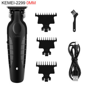 Kemei KM-2299 Cordless Trimmer Type-c Rechargeable Electric Hair Clipper Barber Zero Gapped Finish Hair Cutting Machine 7000RPM