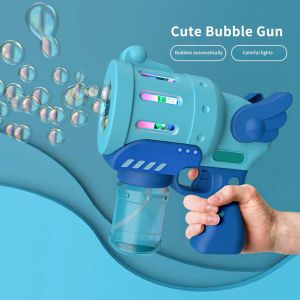 Cute Bubble Machine Automatic Bubble Machine Maker Gun Shape Colorful Lights Indoor Outdoor Exciting Bubble Machine Used Gift Reward Children