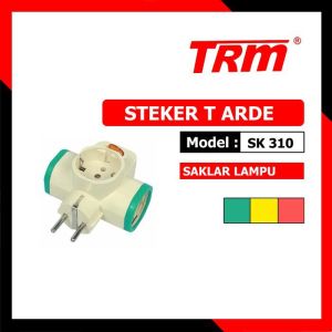 Steker T Arde 3 lubang TRM FLASH Plus Saklar On Off Lampu Indikator
