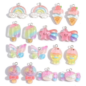 10-Piece Rainbow Cartoon Mini Resin Pendants Suitable for DIY Jewelry Making Necklaces Earrings Keychains Accessories W584