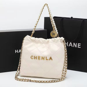 -style trash bag bag 2024 New pearl chain bag fashionable diamond-pattern shoulder bag crossbody bag for women