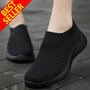 QINGSHUI Sepatu Wanita Model TerbaruBernapas Sepatu Lari Wanita NyamanSepatu Kets Slip on Wanita Berkualitas TinggiWanita Kaus Kaki Sepatu Datar