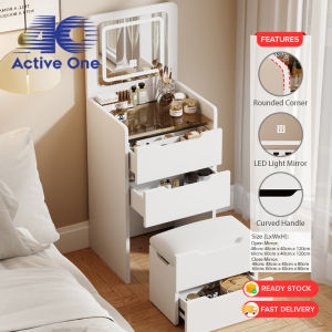 ActiveOne Dressing Table Set With LED Light Makeup Table Mirror Drawer Cabinet Storage Stool Vanity Table Cosmetic Table - Fulfilled by ACTIVEONE