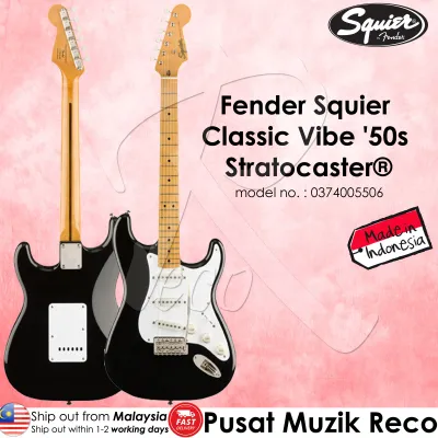 Fender Squier 0374005506 Classic Vibe 50s Stratocaster Electric Guitar Black Maple FB