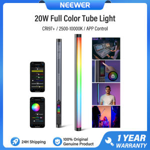 NEEWER TL60 RGB Tube Light 20W Full Color RGBWW LED Video Lighting Wand Stick APP Control 7 Pixel Effects 18 Scenes 2500-10000K CRI97+ TLCI98+