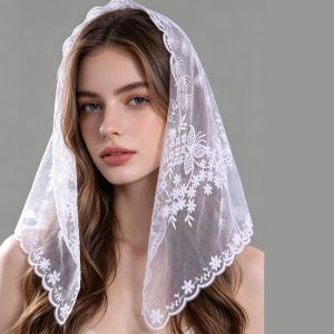 GTGTF4213 Embroidered Design Triangle Head Scarf Triangle Shape Vintage Lace Lace Shawl Wrap Multi Use Waist Cover Up Bridal Wedding Headpiece For Women