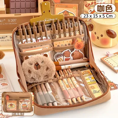 Pencil Case Tas Pena Tempat Pencil Tas Pensil Kotak Pensil Tempat Alat Tulis 90° Kapasitas Besar Pembukaan Besar Anti Air Waterproof Warna Pastel PMB