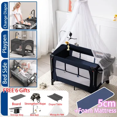 Portable Baby Crib for Baby Travel Playpen with Mattress Foldable Cot Diaper Changing Table for Home Outdoor Use Newborn Toddler