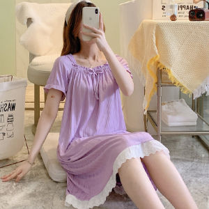 【Ready Stock】Piyama Wanita Import Korean Gaya Polos/Daster Dress Wanita Dewasa Homewear/Baju Tidur Wanita Bahan Rayon Jumbo XXL LD 116 Fit 80kg