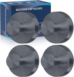 Suction Cup Hooks for Shower2Pcs Shower Hooks for Inside ShowerNo Drill Towel Hooks for Bathroom WallKitchenGlassMirrorTile to Hang TowelsRobesLoofah-Black