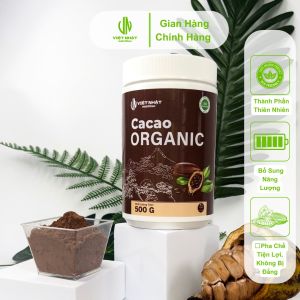 Sữa Bột cacao Organic Việt nhật Nutrition hỗ trợ giảm stress tỉnh táo Hộp 500g