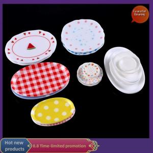 Graceful 5Pcs 1/12 Dollhouse Cartoon Food Plates Dollhouse Mini Kitchen Plates Decoration