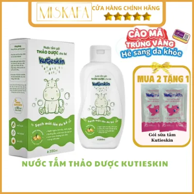 Nước tắm Kutieskin nước tắm gội thảo dược cho bé Sữa tắm cho bé - Ngừa rôm sảy mẩn ngứa mụn sữa