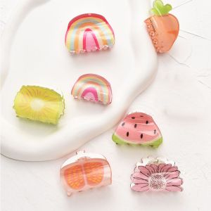 CHANBAEK mini hair clip Exquisite Retro Carrot Lemon Daily Watermelon Acrylic Korean Style Hair Clip Rainbow Barrettes Women Hair Accessories Fruit Hair Claw