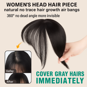 Womens head hair piece natural no trace hair growth air bangs wig piece cover gray hair wig piece