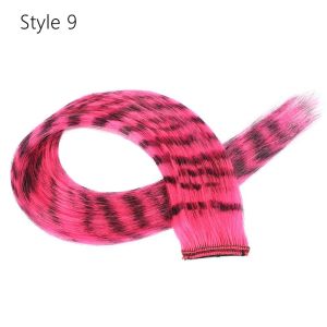ANAMA Stripe Printed Clip in Hair Extensions Colorful Synthetic Wig Hairpieces Straight Hair Highlights Girls