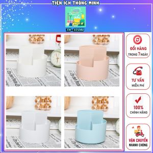 Hộp đựng bút tròn ống cắm bút 3 ngăn bằng nhựa tiện lợi