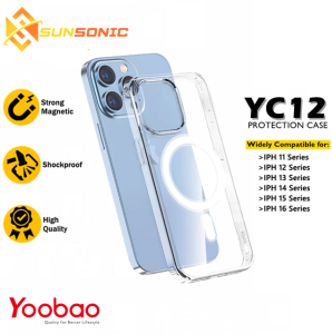 Yoobao YC12 Strong Magnetic Shockproof Non-Yellowing Premium Clear Case For iPh 11/ 12/ 13/ 14/ 15/ 16/ 17