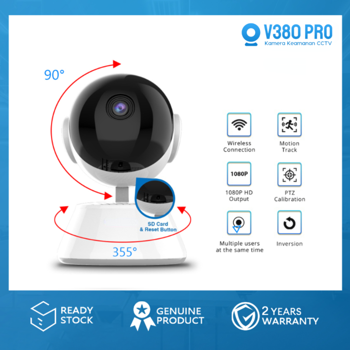 V380 PRO 1080P Kamera CCTV Jarak Jauh Smart Home WiFi Wireless CCTV ...