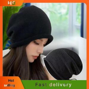 HB Winter Plush Beanies Cute Knit Hat For Women Girls Cute Ear Muffs Windproof Knitted Cap For Cold Weather