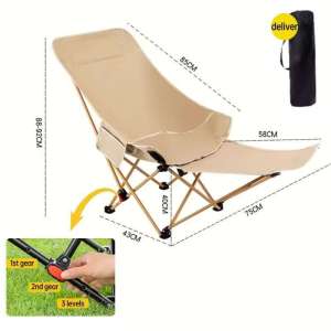 Outdoor Recliner Foldable Office Lunch Break Moon Chair Three-speed Adjustable Backrest Lazy Sofa Chair Camping Equipment