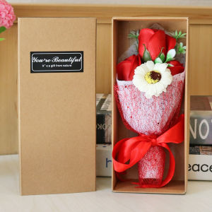 Scented Artificial Soap Flowers Rose Bouquet Carnation Bunch Gift Box Simulation Rose Mothers Day Birthday Gift Decor