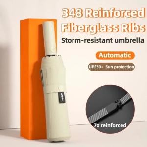 Reinforced 348 Ribs Automatic Umbrella Windproof & Stormproof Sun UPF 50+ Protection Folding Rain Umbrellas for Men & Women2026
