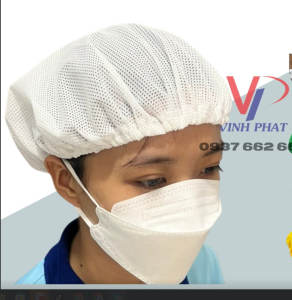 Nón Lưới Thuỷ Sản Trùm Tóc Dài Màu Trắng Công Nhân Chế Biến - Nón Lưới Trùm Phủ Đầu Bảo Hộ Thông Thoáng - Ảnh Thật