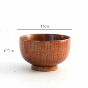 Wooden Bowl Salad Bowl Portion Control Bowl Japanese Serving Bowl for Rice Soup Decorated Solid Wood Bowl