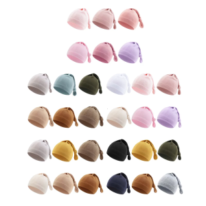6pcs Long Tail Bonnet Hat Newborns Ear Protections Bonnet Breathable Baby Knotted Hat Brimless Hospital Caps Headdress