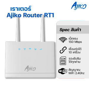 Ajiko เราเตอร์ใส่ซิม wifi 4G 5G เน็ตเเรง300Mbps ตัวปล่อยไวไฟ รองรับทุกซิม ซิมเทพ เชื่อมต่อ 32เครื่อง