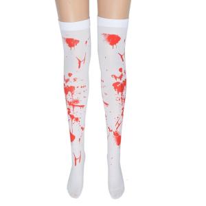 In hình Halloween vớ xương sọ in trên đầu gối vớ chân trang phục người lớn bên phụ kiện hóa trang