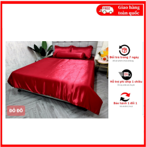 🔥HOT🔥Bộ ga giường phi lụa Thái Tuấn cao cấp hàng loại 1 màu phi lụa Đỏ Đô bộ 5 món bộ 4 món mền lẻ chần gòn ga lẻ Chăm sóc giấc ngủ
