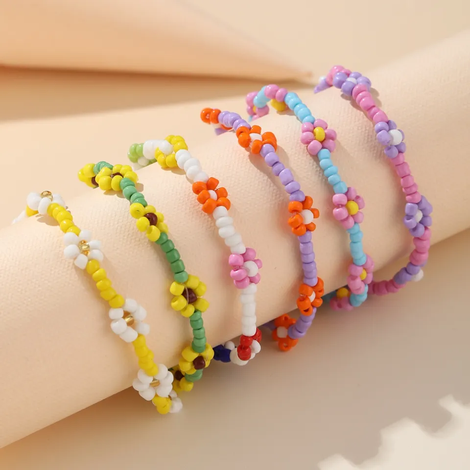 FINE TOO Korean Style Beads Bracelet Simple Sweet Cute Flower Bracelets for  Women Fashion Accessories Jewelry