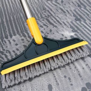 Sikat Lantai WC Kamar Mandi 2IN1 Wiper Sikat Pembersih Putar 120 Derajat Gagang Panjang Toilet Multifungsi SH O21