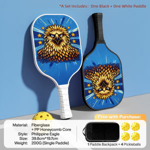 Animal Series Pickleball Paddle Set Includes 2 Paddles and 4 Pickleball Balls Fiberglass Entry Level Paddles for Game Play