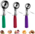 Ice Cream Scoop, Ice Cream Scooper Set Include Different Sizes, Heavy Duty Ice Cream Scoop with Trigger, Polishing Stainless Steel 18/8 Cookie Scoops for B. 