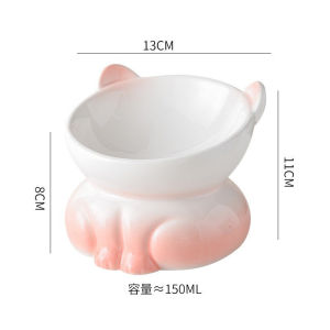 Aikenn ชามอาหารแมวเซรามิค ป้องกันการพลิกคว่ํา  ชามอาหารสัตว์เลี้ยง น่ารักมาก สุนัข แมว หลายสี