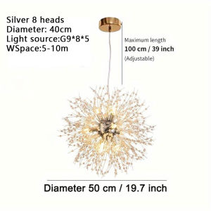 Chandeliers 8/9/12 Head Chandelier Firework Dandelion Ceiling Lights LED Crystal Pendant Gypsophila Snowflake Crystal Gold Gypsophila For Living Room Bedroom Dining Room Comfortable Anniversary