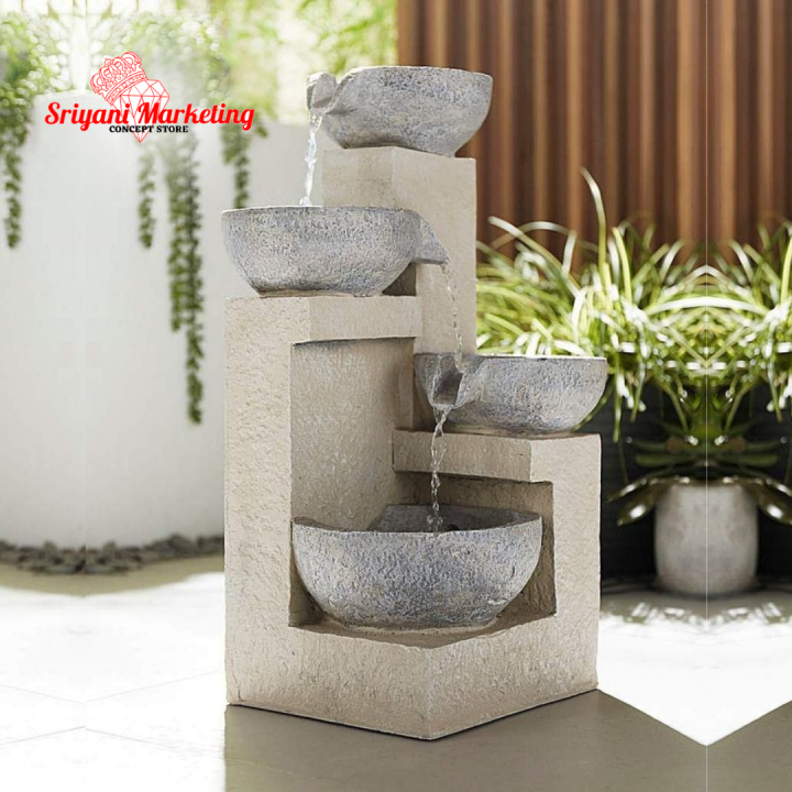 Waterfall Stone effect Water Feature with LED Lights Garden | Resin ...