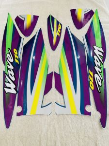 Bộ tem decal dán xe máy Honda Wave thái mẫu xương cá đời 2000 màu tím xanh zin thái siêu đẹp