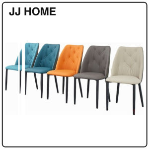 【JJ HOME】Upholstered PU Leather Dining Chair / Modern Dining Chair with Black Legs