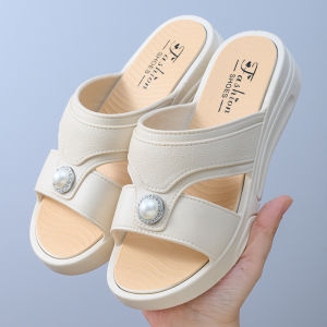 New WomenS Sandals For Going Out Thick-Soled Home-Friendly Soft-Soled Stylish High-Looking Ultra-Soft Non-Slip Korean-Style Wedge Slippers