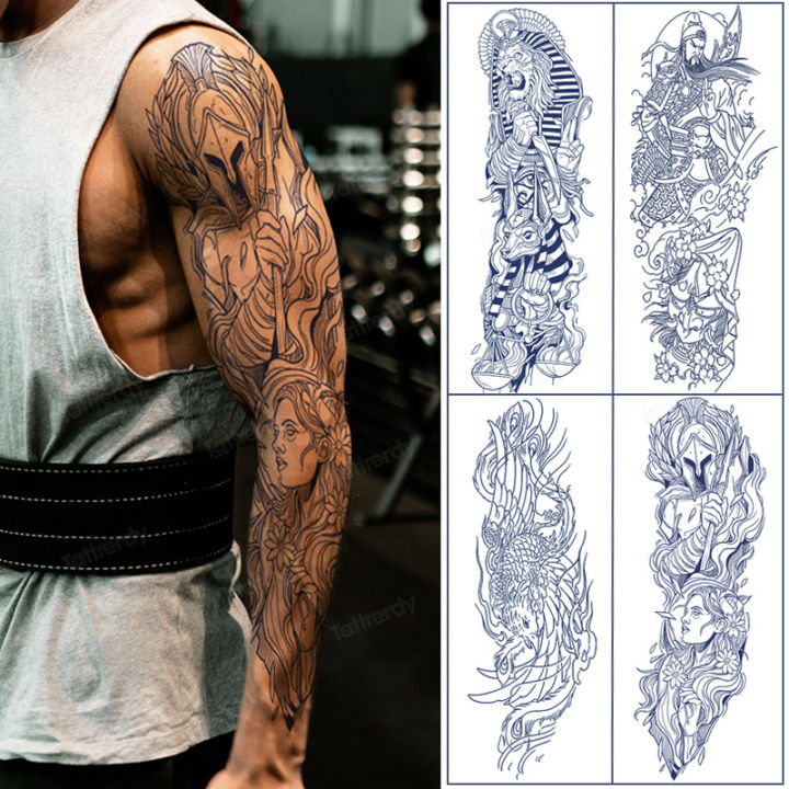 Herbal Tattoo Sticker Full Arm Sleeve Semi Permanent 10-15 Day Long ...