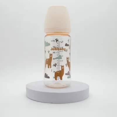 170/270mL Jollibaby PPSU Wide Neck Feeding Bottle Silicone Nipple Pastel Colored Baby Milk Bottle