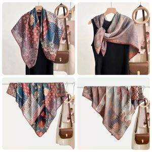 New Style Large 130cm Linen Scarf Colorful Travel Sunscreen Outerwear Silk High End Air Conditioned Shawl
