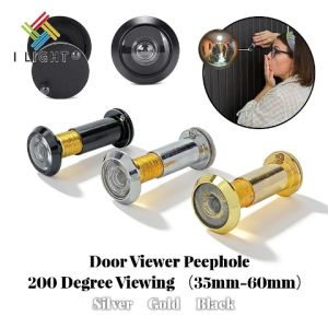 Door Viewer Peephole With Cover 35mm-60mm Silver/Gold/Black HD Optical Lens 200 Degree Viewing Safe Adjustable