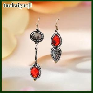 tuokaiguoji Cổ Điển Punk Phong Cách Dài Không Đối Xứng Khảm Tổng Hợp Đá Quý Nhỏ Giọt Sticker Hợp Kim Dangle Bông Tai Cho Phụ Nữ Đồ Trang Sức Quà Tặng