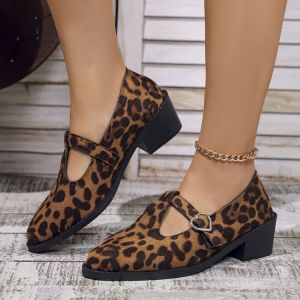 Free Shipping New Autumn/Winter Collection: Plus-Size High-Heeled Shoes For Women Featuring Chunky Heels Fashionable And Unique Patterns And A Convenient Buckle Design For Easy Wear