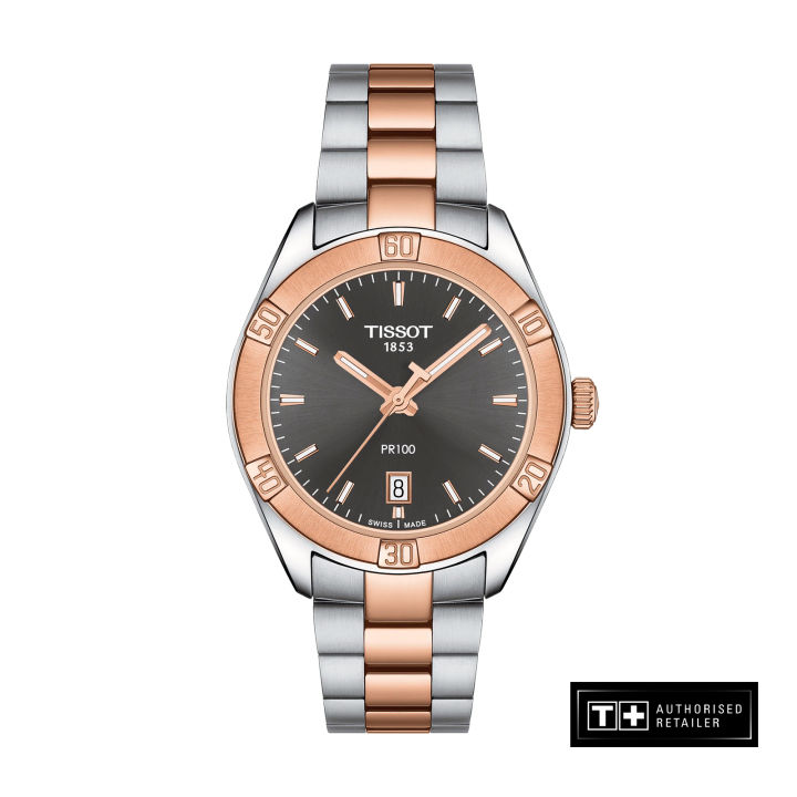 Tissot PR 100 Sport Chic Ladies 2 Tone Grey and Rose Gold